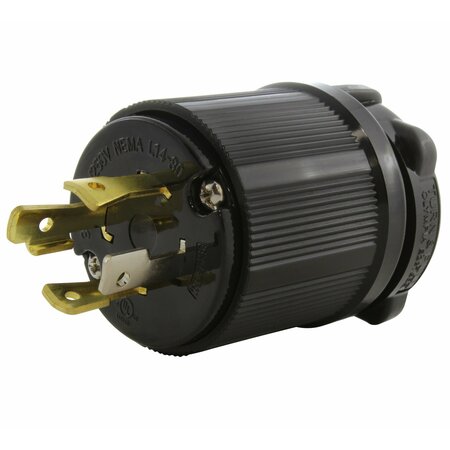 AC WORKS NEMA L14-30P 30A 125/250V 4-Prong Locking Male Plug With UL, C-UL Approval in Black ASL1430P-BK
